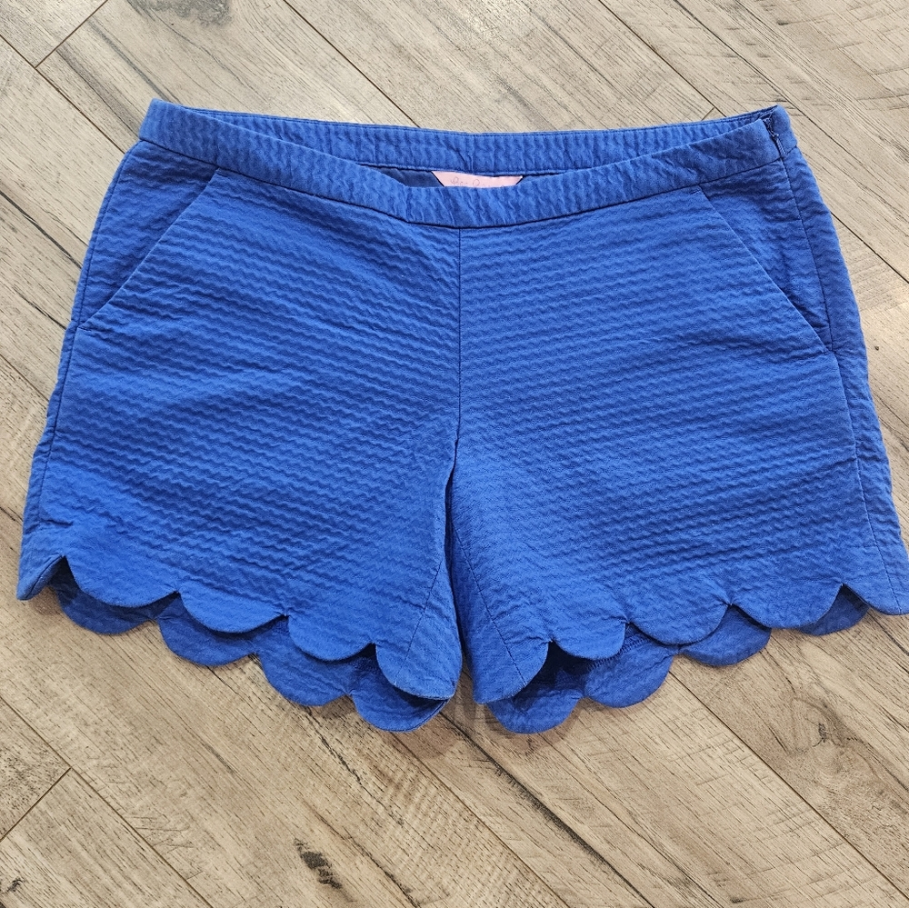 Lilly Pulitzer Buttercup Short Scalloped Hem 5" Inseam Cotton Royal Blue Size 0